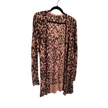 HALOGEN Womens Size XS Brown Black Leopard Print Lightweight Duster Cardigan - $16.79