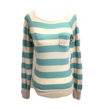 Papaya Women’s Small Long Sleeve Fine Knit Pullover Sweater Top Aqua Off... - £17.97 GBP