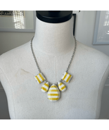 NWT Versona White Yellow Stripe Cabochon Silver Tone Adj Necklace - $14.98 CAD