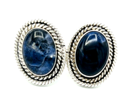 Sterling Silver TD 82 TAXCO MEXICO Blue Sodalite Pierced Earrings - $47.52