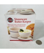 NORPRO Stoneware Butter Keeper White Ceramic Crock and Cover 4&quot; #284 - £11.76 GBP