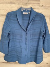 Habitat Button Front Blouse Top Womens Small Blue Striped Long Sleeve Bu... - $18.98