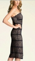 Sexy BEBE Black Lace Nude Lingerie Bandage Bodycon Midi Skirt Dress Smal... - $71.05