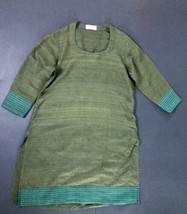 Fabindia Olive Green Silk Kurta Shirt Large Ethnic Cultural Comfort Clot... - $31.68