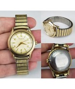 Vintage Bulova men&#39;s watch 1957 L7 waterproof GOLD plated 1950&#39;s vertica... - $1,834.22 MXN