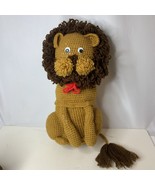 Vintage 16” Handmade Stuffed Crochet Lion Leo Plush Hand Stitched Stuffe... - $42.08