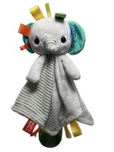 Bright Starts Taggies Cuddle n Tags Blankie Elephant Security Blanket Lovey Gray - $14.93