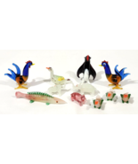 11 Miniature Glass Figurines Ducks Roosters Penguin Fish Pig - $23.76