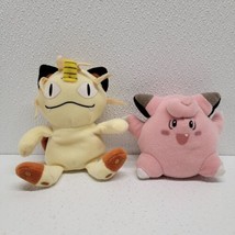 Set Of 2 Vintage 1998 Hasbro Pokemon Beanie Plush Meowth &amp; Clefairy - £17.80 GBP