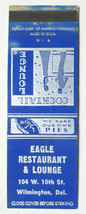 Eagle Restaurant &amp; Lounge - Wilmington, Delaware 20 Strike Matchbook Cover DE  - £1.37 GBP