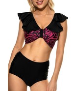 Flounce High Waisted Bikini Swimsuit for Women V Neck Ruffle Bikini  (Si... - £21.30 GBP