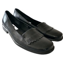 Etienne Aigner Stratford Kiltie Shoes 8.5 N Loafers Black Leather Flats Academia - £35.71 GBP