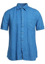 120% Lino Cruise Men&#39;s Blue Fade  Casual Linen Shirt Regular Fit Size 2XL - £101.98 GBP