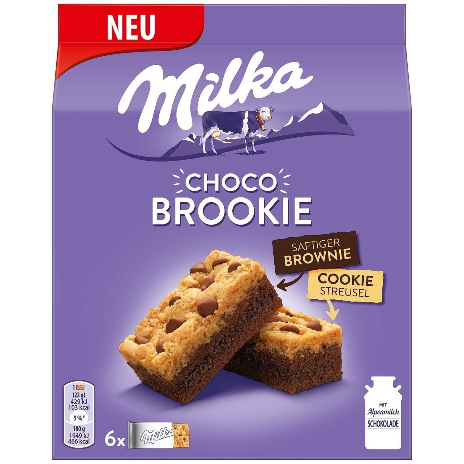 Milka CHOCO BROOKIE Brownie & Cookie fusion 1 box/6 pc. FREE SHIPPING - $11.87