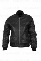 New Women&#39;s Bomber Black High Quality Real Cowhide Leather Motorcycle Ja... - $167.39+