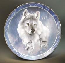 Spirit of The Wilderness Blue Porcelain Art Plate Wolves Silver Scout Wolf - £9.52 GBP
