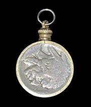 Antique Pendant Authentic Buffalo Indian Head Nickel Coin Gold Tone Bezel image 3