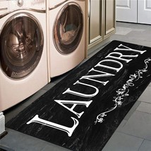 Black Laundry Room Runner Rug Black Rug Non-Slip Doormat Laundry Room Rug - £47.97 GBP