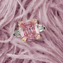 5.00Ct Asscher Imitación Diamante Rosa Mujer Anillo 14K Bañado en Oro Blanco - £55.05 GBP