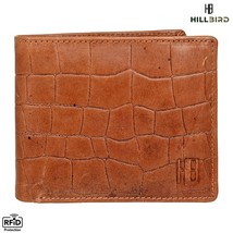 &quot;HILL BIRD&quot; Double Side Crocodile Leather Skin Bifold Wallet for Men-TAN - £14.90 GBP