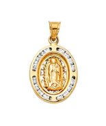 Genuine 14k Yellow Gold 0.70" Cubic Zirconia Guadalupe Medallion Pendant - $209.00