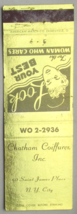 Chatham Coiffures - New York City Hair 20 Strike Matchbook Cover Matchcover NY - £1.39 GBP