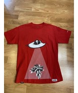 COOKIES SF Official Men's Cookie Ufo Alien Space Ship Red T-Shirt Size Med - £14.90 GBP