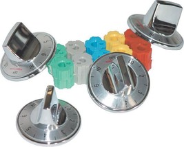 CAMCO 00903 UNIVERSAL SET 4 CHROME ELECTRIC TOP STOVE RANGE BURNER KNOBS 6838668 - £50.35 GBP