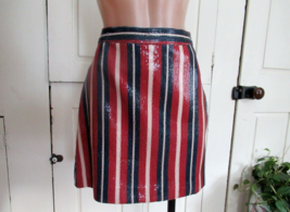 Zara Basic skirt mini straight  XS red  blue stripes sequin lined cocktail   New - £18.76 GBP