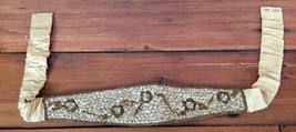 Vintage Gold Toned Rayon Satin Floral Sequined Elastic Formal Cummerbund... - $39.99