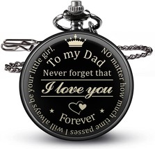 Pocket Watch with Chain &quot;TO My DAD Never Forget that I Love you Forever...&quot; NEW - £3,400.64 GBP