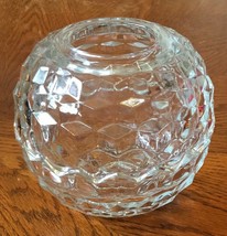 Homco Clear Glass Globe Fairy Lamp Candle Holder Cubist Design Orb 2 Pc Dish   - £24.08 GBP
