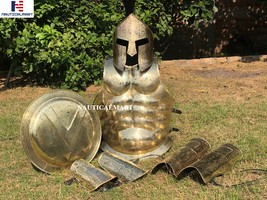 NauticalMart King Leonidas 300 Spartan Brass Helmet W/Black Plume Medieval Muscl - £178.25 GBP