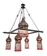 BR216 Antique Reproduction Beaded Down Light Mosaic Ceiling Fixture/Chan... - £192.87 GBP