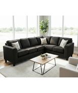 Sedrina Modern Black Fabric L-Shaped Sectional Sofa - $1,599.00