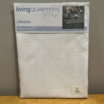 Living Quarters Fabric Tablecloth Lifestyles Size 70&quot; Round White Embroi... - $27.14 CAD