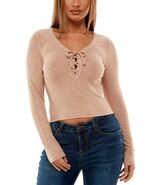 MSRP $34 Crave Fame Juniors&#39; Lace-Up Cropped Top Size Large - $16.83