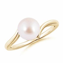 ANGARA Solitaire Japanese Akoya Pearl Bypass Ring for Women in 14K Solid Gold - £438.39 GBP