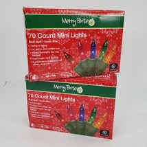 2 Merry Brite 70 Mini Lights Multi Color Green Wire Christmas Tree Patio... - £15.69 GBP