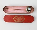 Vintage Opaline  &amp; Rhinestone Flower Hat Stick Pin w/box Christophersen ... - £116.76 GBP