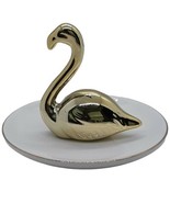 Vintage 18K Gold Plated Small Swan Ring Holder Jewelry Trinket Dish Tray - £8.13 GBP