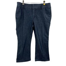 Apostrophe Flat Front Dark Blue Denim Trousers Crop Pants Size 12 - $10.89