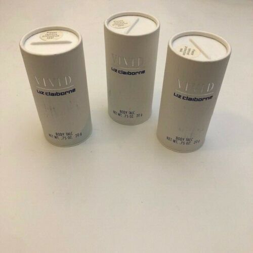 Primary image for Lot of 3 Vivid by Liz Claiborne Body Talc 0.75 Shaker Containers Protective Seal