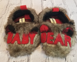 Baby Dearfoams BABY BEAR Applique Faux Fur Closed Back Slippers 3-6 Months - £6.97 GBP