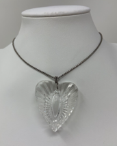 Vintage Waterford Crystal Heart Pendant Necklace 20&quot; Sterling Silver Chain - £19.98 GBP