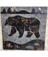 VTG Granite Stone Bear Tile Engraving Signed by Chicago Artist, Amy Dall... - $56.10