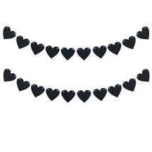 2 Pack Black Felt Heart Garland Banner For Valentines Banner Gothic Decor Farewe - £11.76 GBP