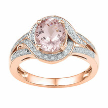 10kt Rose Gold Womens Oval Natural Morganite Solitaire Diamond Ring 1-5/8 Cttw - £761.98 GBP