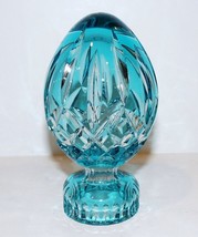 EXQUISITE WATERFORD CRYSTAL LISMORE TURQUOISE BLUE EGG SCULPTURE/PAPERWE... - $126.31