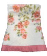 Vintage Chatham Blanket 1950&#39;s Satin Trim Acrylic Pink Floral Full 80 x 90 - $49.00